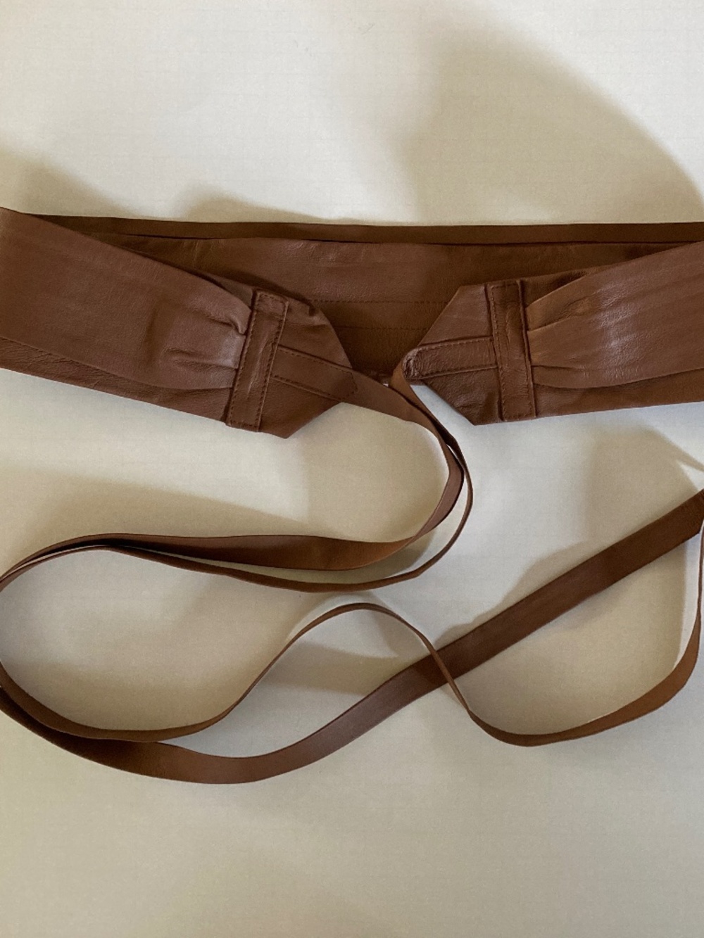 G.I.L.I. Got It Love It Leather Obi Wrap Belt/2 Layers/Cognac/Size M/L/NEW!